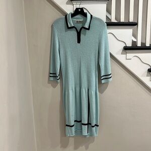 Vintage Sky Blue Lightweight Knit Mid Length Dress Size Medium